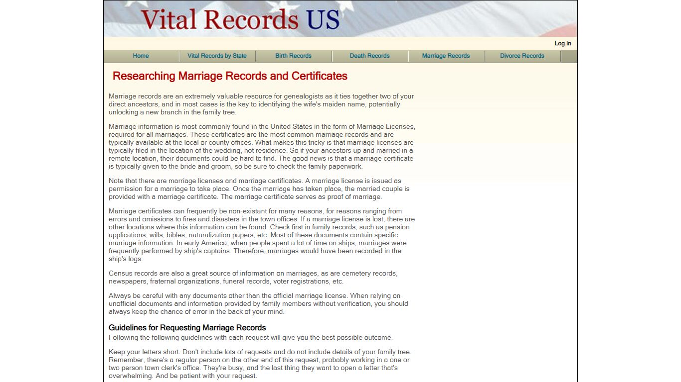 Researching Marriage Records and Certificates - Vital Records US